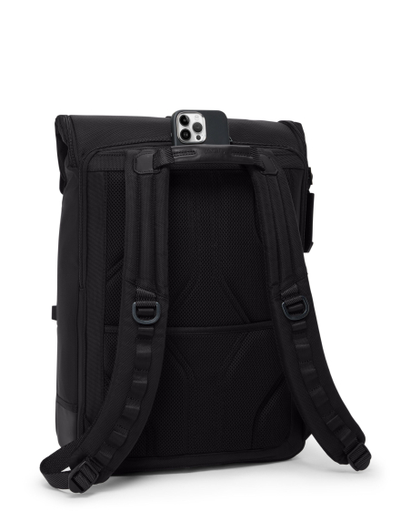 Sac à dos en nylon TUMI Alpha Bravo Surveillance Black, vue arrière avec poche téléphone