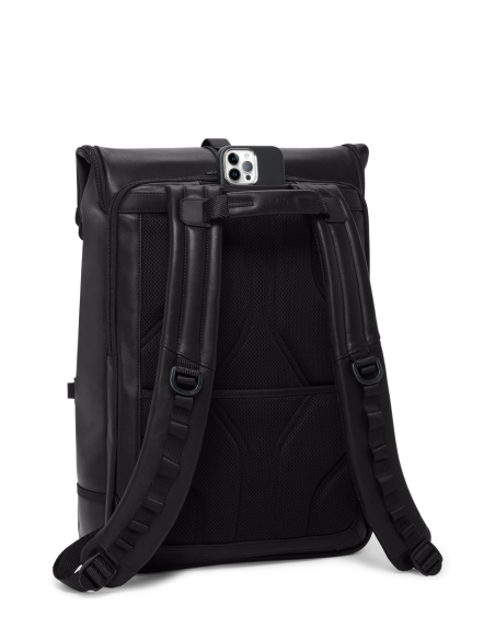 Sac à dos en cuir TUMI Alpha Bravo Surveillance Black, vue arrière avec poche téléphone