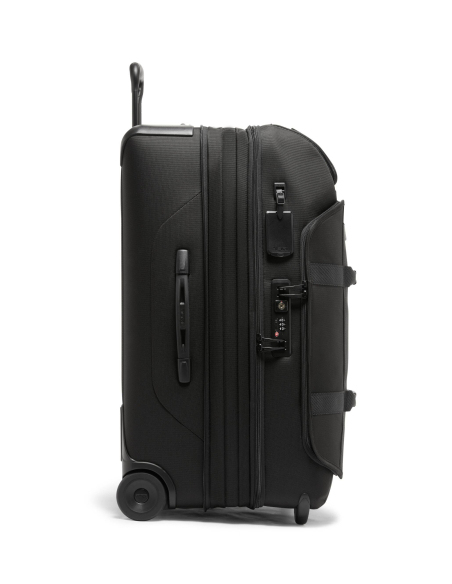Sac de voyage extensible 2 roues 71cm TUMI Alpha Bravo Black, vue de profil avec serrure TSA