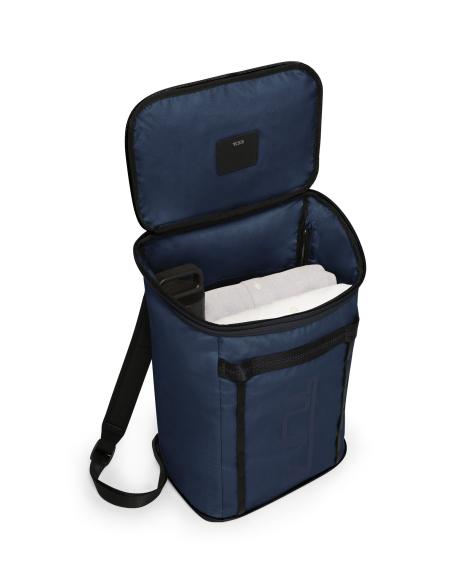 Sac à dos pliable TUMI Alpha Bravo Packable Navy, compartiment principal ouvert