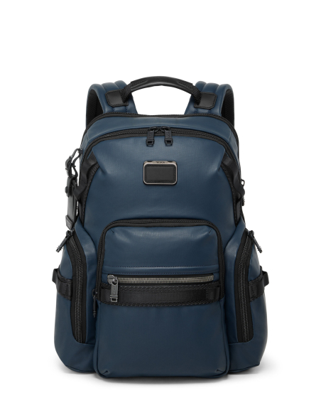 Sac à dos extensible toile enduite TUMI Alpha Bravo Navigation Navy Coated Canvas, référence 156502-A758