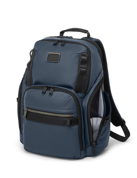 Sac à dos toile enduite TUMI Alpha Bravo Search Navy Coated Canvas, vue de trois quarts