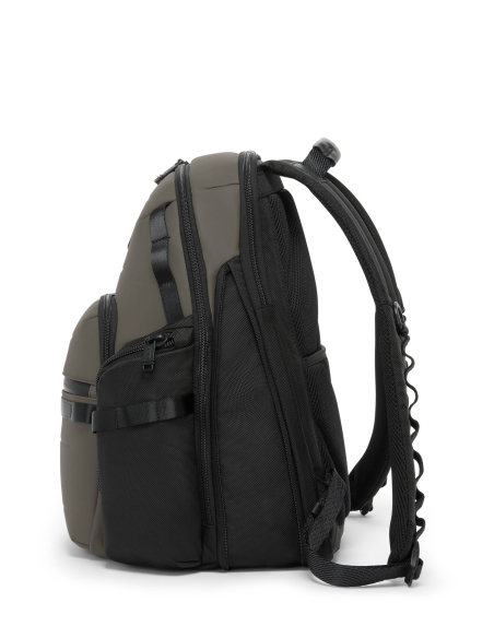 Sac à dos extensible nylon embossé TUMI Alpha Bravo Navigation Terra Brown, vue de profil