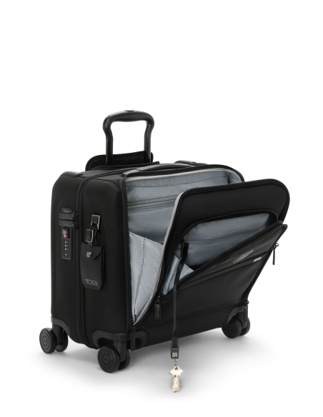 Valise compacte 4 roues 40cm TUMI Alpha Black, poche informatique ouverte et attache-clés
