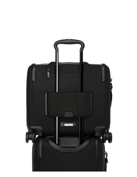 Valise compacte 4 roues 40cm TUMI Alpha Black, vue arrière sur poignée de valise