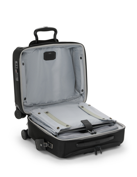 Valise compacte 4 roues 40cm TUMI Alpha Black, compartiment principal ouvert
