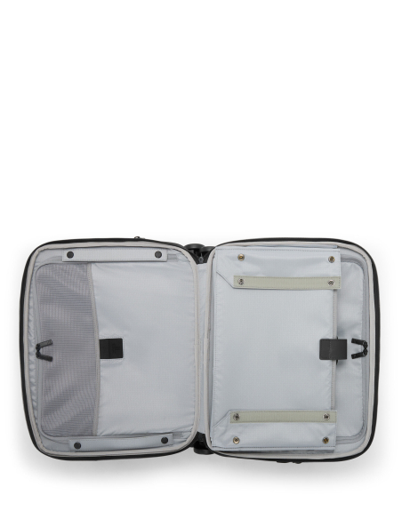 Valise compacte extensible Deluxe TUMI Alpha Black, compartiments ouverts à plat