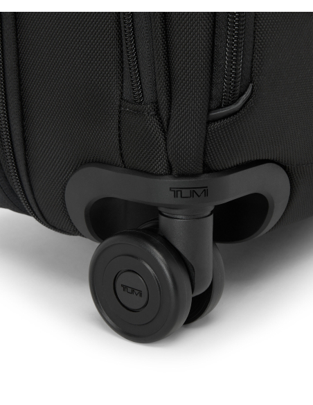 Valise compacte extensible Deluxe TUMI Alpha Black, détail des doubles roues