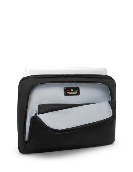 Housse ordinateur 15 pouces nylon TUMI Alpha Black, housse ouverte avec ordinateur