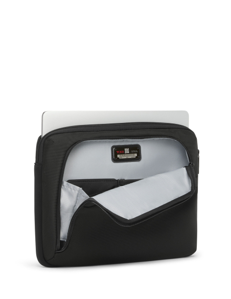 Housse ordinateur 13 pouces nylon TUMI Alpha Black, ordinateur dans le compartiment ouvert