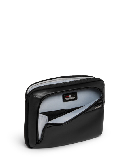 Housse ordinateur 13 pouces cuir TUMI Alpha Black, pochette ouverte avec poches intérieures