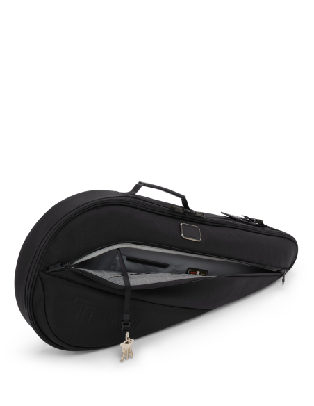 Sac pour deux raquettes de tennis TUMI Alpha Black, poche extérieure ouverte et attache-clés