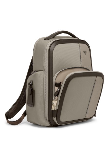 Sac à dos Large Barker TUMI Arrivé Taupe, poche avant en U ouverte