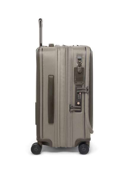 Valise cabine Large extensible 55cm TUMI Arrivé Taupe, vue de profil avec extension ouverte