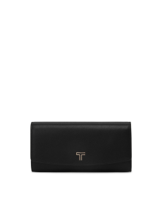 Portefeuille continental TUMI Belden à rabat en cuir Black/Gunmetal, référence 159111-T522
