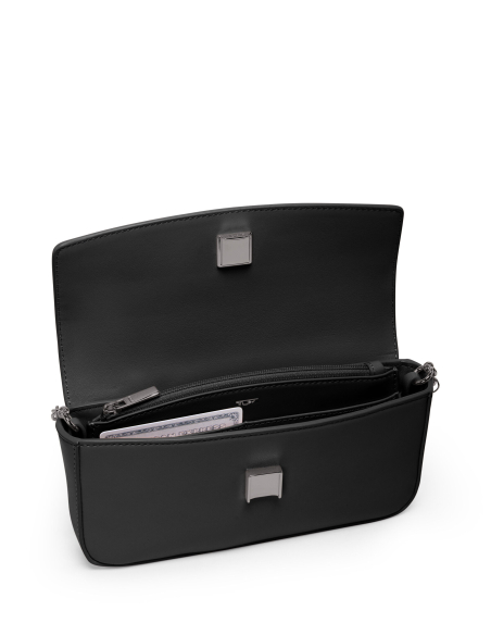 Portefeuille à chaîne Belden Black/Gunmetal ouvert avec insert en place