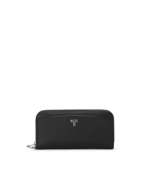 Portefeuille continental zippé TUMI Belden en cuir Black/Gunmetal, référence 156543-T522