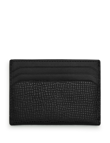 Porte-cartes Nassau Black Textured Smooth : détail des fentes pour cartes et du cuir