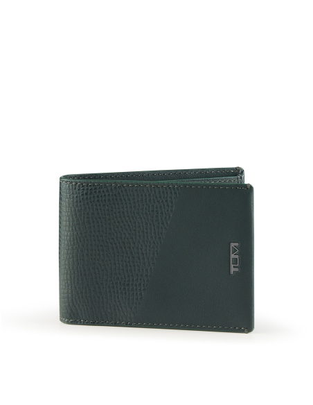 Portefeuille compact TUMI Nassau en cuir Deep Pine Textured Smooth, référence 161938-B172
