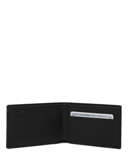 Portefeuille Slim Nassau Black Textured Monogram ouvert : faces intérieures et cartes