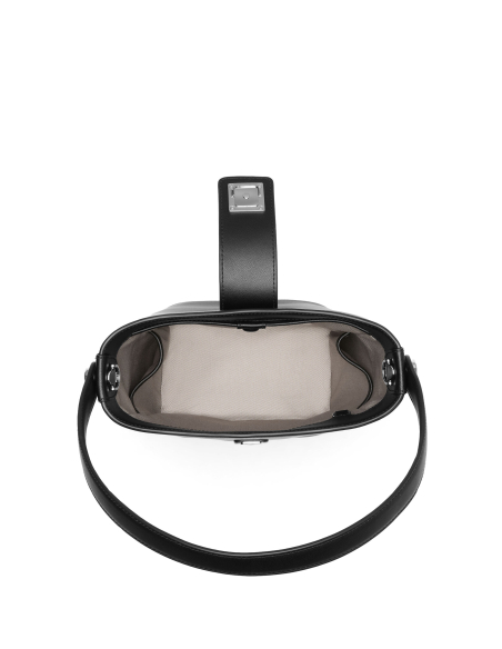Petit sac seau TUMI Olas Black vu du dessus, intérieur et poches