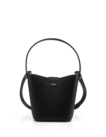 Petit sac seau TUMI Olas Black vu de dos, anse et bandoulière