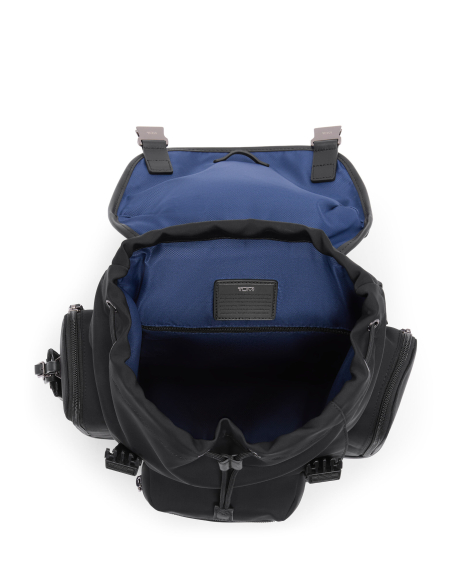 Sac à dos TUMI Harrison Small Griffen nylon Midnight Black, ouverture à cordon et doublure bleue