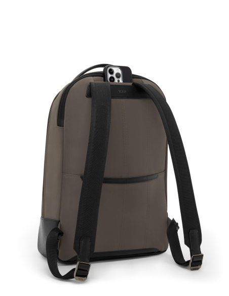 Sac à dos TUMI Harrison Warren Taupe/Black Woven, vue arrière et bretelles réglables