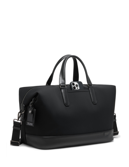 Sac de voyage TUMI Harrison Nelson nylon Midnight Black, poche avant et poignées en cuir