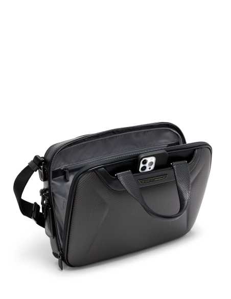 Porte-documents Slim Axle carbone TUMI McLaren Carbon, poche avant ouverte avec téléphone