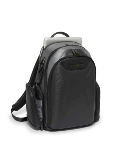 Sac à dos Paddock carbone TUMI McLaren Carbon, compartiment ordinateur ouvert