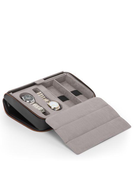 Trousse de voyage en cuir TUMI McLaren Black, exemple de rangement de montres et lunettes