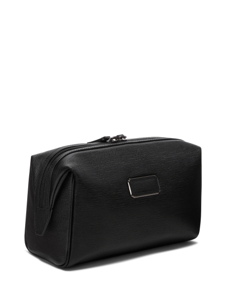 Trousse de toilette Framed TUMI en cuir embossé Black Embossed, vue arrière de la finition texturée