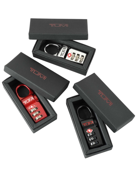 Lot de trois cadenas TSA TUMI Black, présentation des cadenas dans leurs coffrets