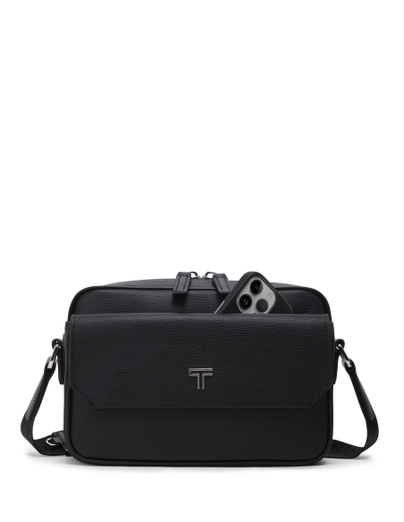Sac bandoulière Manzi TUMI Turin Black, dos et téléphone dans la poche