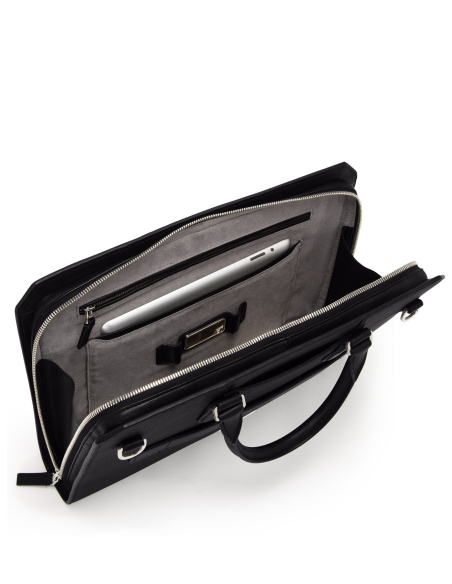 Porte-documents Savona TUMI Turin Black, détail de la doublure et de la poche tablette