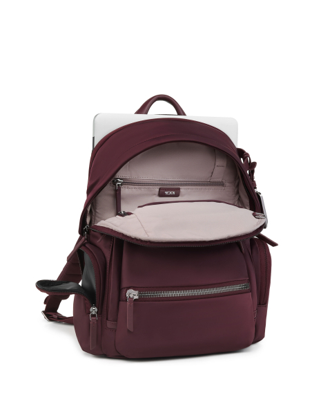 Sac à dos Medium Celina TUMI Rosewood, intérieur ouvert avec tablette et bouteille