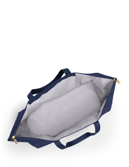Grand cabas pliable Just In Case TUMI Indigo/Light Gold, intérieur ouvert vu du dessus