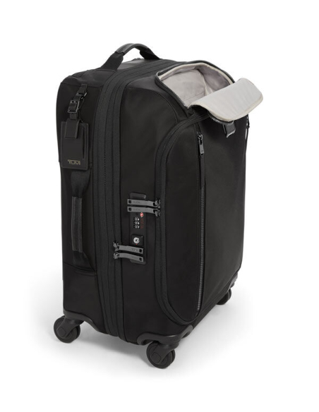 Valise cabine Léger 55 cm TUMI Black/Gunmetal, poche supérieure en U ouverte