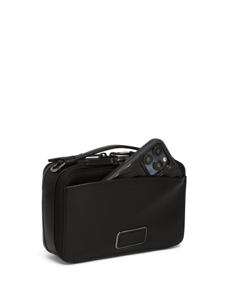 Sac bandoulière Myla TUMI Black/Gunmetal, poche arrière avec téléphone