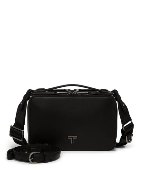 Sac bandoulière Myla TUMI Black/Gunmetal, bandoulière tissée déployée