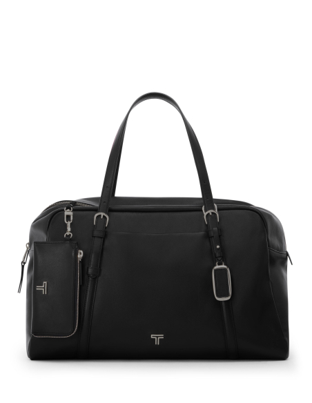 Sac cabas Oaklynn TUMI Black/Gunmetal, présentation avec une pochette accessoire