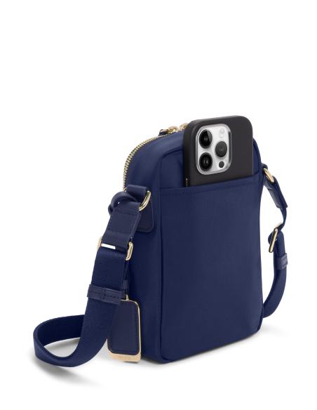 Sac bandoulière Persia TUMI Indigo/Light Gold, poche arrière avec téléphone