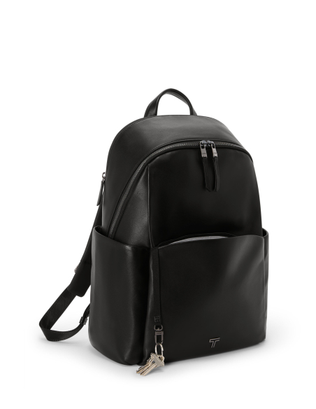 Sac à dos Raina cuir TUMI Black/Gunmetal, vue de trois-quarts