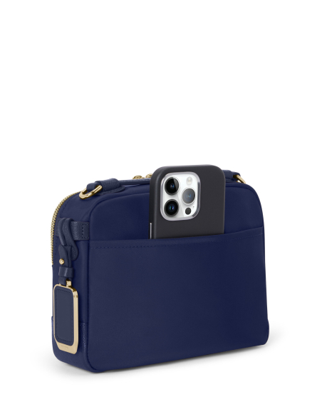Sac bandoulière Teghan nylon TUMI Indigo/Light Gold, poche arrière avec téléphone