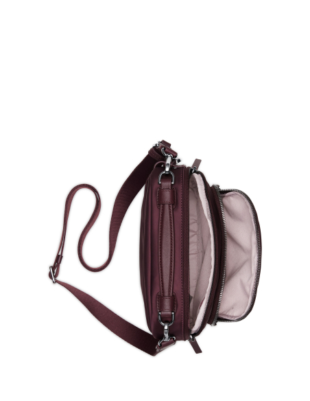 Sac bandoulière Teghan polyester TUMI Rosewood, compartiment principal ouvert
