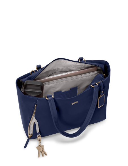 Sac cabas Medium Valetta TUMI Indigo/Light Gold, intérieur ouvert en trois-quarts