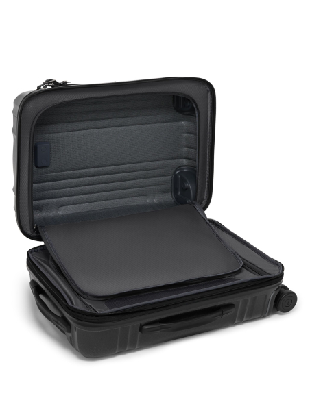 Valise cabine extensible TUMI Latitude 55 cm Carbon Black, intérieur ouvert, panneau de séparation fermé