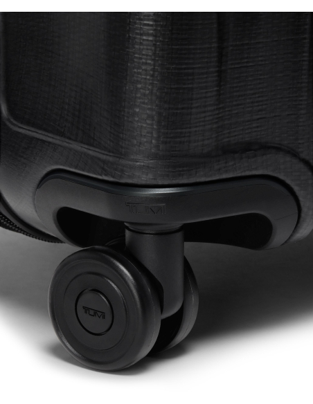 Valise cabine large extensible TUMI Latitude 55 cm Carbon Black, gros plan sur une double roue