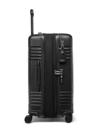 Valise soute extensible TUMI Latitude 66 cm Carbon Black, vue latérale avec soufflet et poignée déployée
